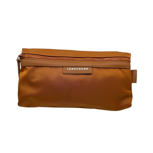 Longchamp Paris Nylon Leather Pouch Cosmetic Bag Brown - S - Picture 1 of 4
